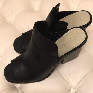 1. STATE Chunky LEATHER slip on heels